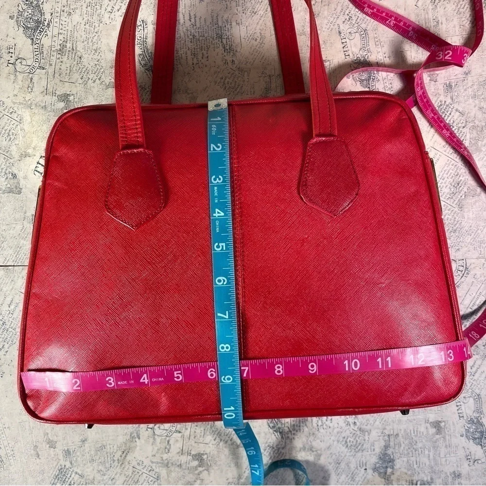 Valerie Stevens Red Leather Satchel Bag Top Handle Shoulder Purse Classic Bags